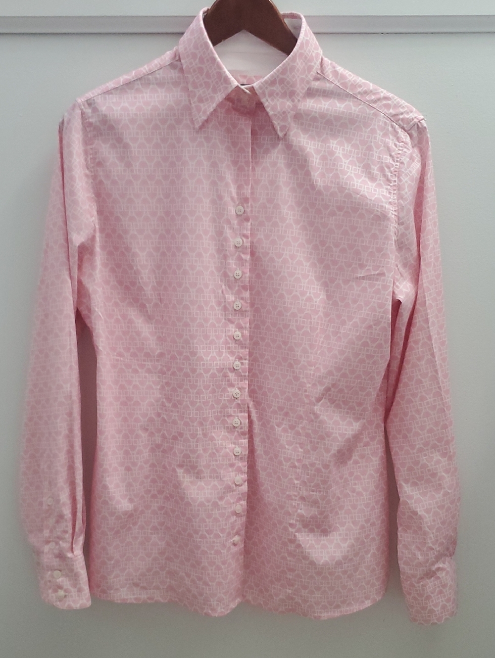 Fior Da Liso Paula Button Up Top Size 14 Pink & White Equestrian